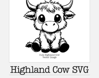 Highland Cow SVG Cutting Laser Engraving Files Vector Svg PNG Cute Baby Cow SVG Silhouette Farm Animal Design Sublimation Cute