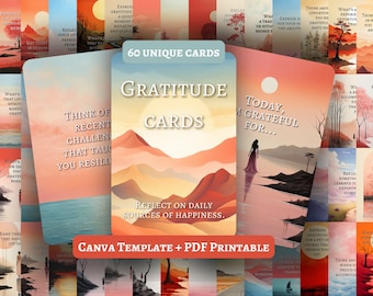 感謝カード 60 枚 - Canva テンプレート + PDF 印刷可能 - 2.5 x 3.5 インチ デザイン - 美しいカード - アファメーション