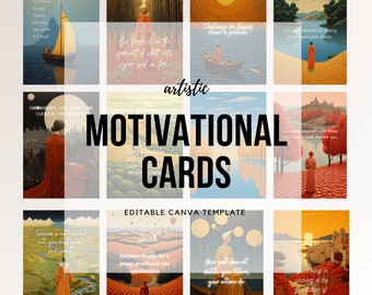 Artistic Motivational Affirmation cards Canva template 2,5 x 3,5 inch