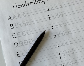 Printable Handwriting Worksheets Letters and Numbers For Middle School Kids and Up Adults Practice Workbook Lettering Workbook Penmanship