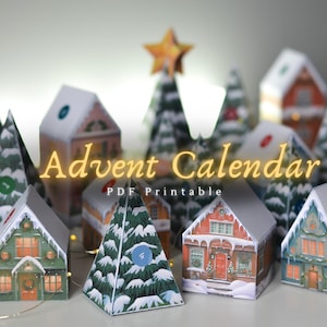 Printable Advent Calendar, Countdown to Christmas, Paper Christmas Village, Advent Calendar PDF, Advent Calendar Boxes, PDF Printable, DIY