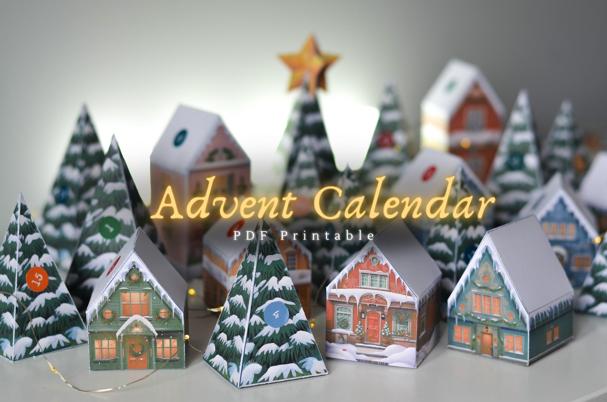 Printable Advent Calendar, Countdown to Christmas, Paper Christmas 