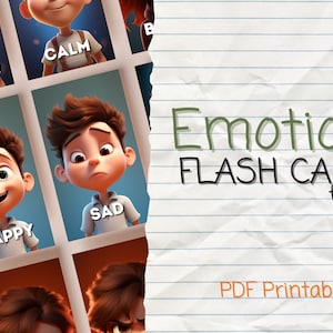 Emoções - 24 cartões flash para crianças - PDF para impressão - Imprimíveis de emoções, aprendizagem social e emocional, regulação emocional, psicologia