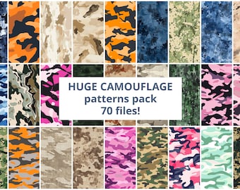 Huge pack (70 pcs) of Camouflage Seamless pattern, Digital Paper Military Pack Seamless, Digital, Commercial Use, Scrapbooks, Texture bundle