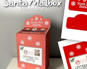 Santa Claus Mailbox, Letter box, North Pole Express, Letters, Red Delivery, Xmas Decor, Christmas Paper Crafts, Kids DIY Activity, Holidays