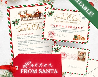 Approved Official Letter from Santa | Nice List Certificate | Christmas Envelope | Editable Canva template | Printable | Instant download |