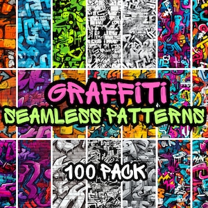 Huge pack (100+ pcs) of GRAFFITI seamless patterns backgrounds 1024x1024 px - commercial use - spraypaint