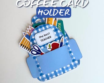 Porta biglietti da visita per caffè stampabile come regalo per insegnanti, primo giorno di scuola, etichetta regalo per insegnanti Starbucks, download istantaneo del porta biglietti da visita per caffè