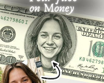 Plantilla de billete de 100 dólares con cara personalizada, billetes falsos personalizados, tu cara en el dinero, recuerdo de fiesta, dinero para juegos, al por mayor.