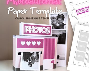Printable Paper Photoautomat, Personalized Valentines Day Gifts, DIY Love Photo automat, PDF Canva Template, Homemade Craft Gift, Couple