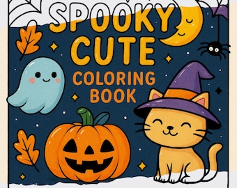 Spooky Hygge Coloring Pages 50 Cute Cozy Halloween Set One Instant Download PDF Haunted Home Moments Printable Ghost Interiors for All Ages