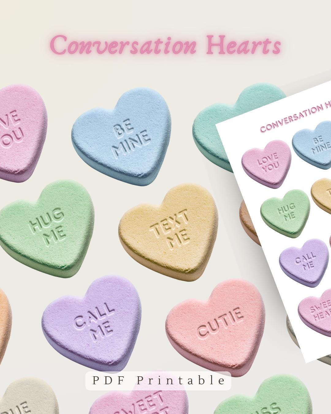 Candy Conversation Hearts Printable – Valentine's Day Cards, Tags ...