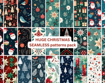 Paquete enorme (200 piezas) de patrones sin costuras para Navidad 1024x1024 px