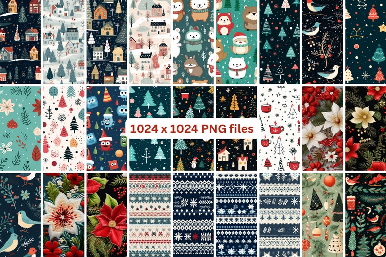 Huge Pack 200 Pcs of Seamless Patterns for Christmas 1024x1024 Px - Etsy