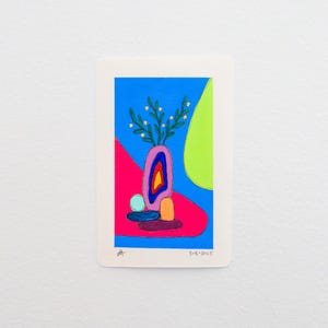 Cartão de nota botânica, cartão de arte pintado à mão, papel de carta botânico, cartão de flor não, cartão de nota de planta, cartão de nota de cerâmica, cartão de nota de presente