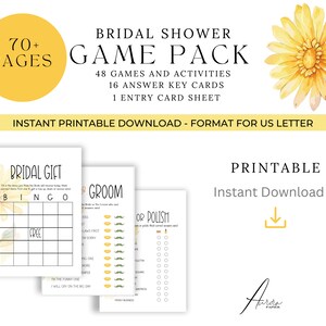 Pacchetto giochi Bridal Shower / Sunflowerl / Download istantaneo - Stampabile / Pacchetto feste / Giochi di addio al nubilato / Giochi di coppia