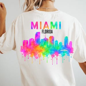 Miami Florida Skyline Rainbow Watercolour Png, Trendy State of Miami Sublimation Tshirt Png, Instant Download, Miami Pride DTF Print