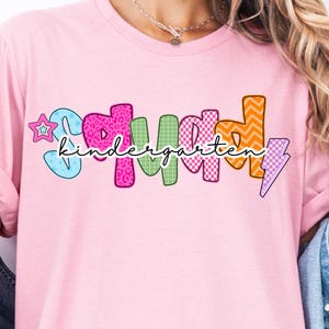 Kindergarten Squad PNG, Preppy Kindie Team School Shirt Design, First Day PNG, Kindergarten Teacher Sublimation Design
