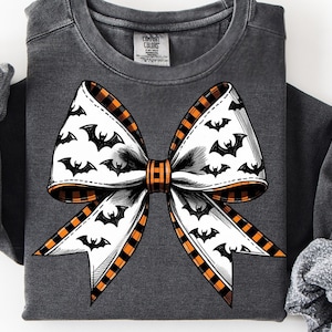 Coquette Halloween Bow Png, Gingham Halloween Bat Ribbon Bow PNG, Girly Halloween Bow Aesthetic, Trendy Coquette, Halloween Bow Shirt Design