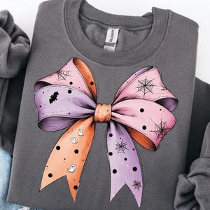 Coquette Halloween Bow Png, Pastel Halloween Ribbon Bow PNG, Girly Halloween Bow Aesthetic, Trendy Coquette, Halloween Bow Shirt Design