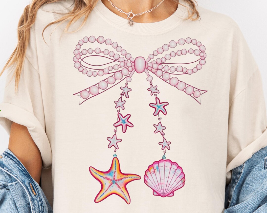 Coquette Pearl Bow Png, Summer Vibes, Pink Clam Png, Summer Beach Png ...