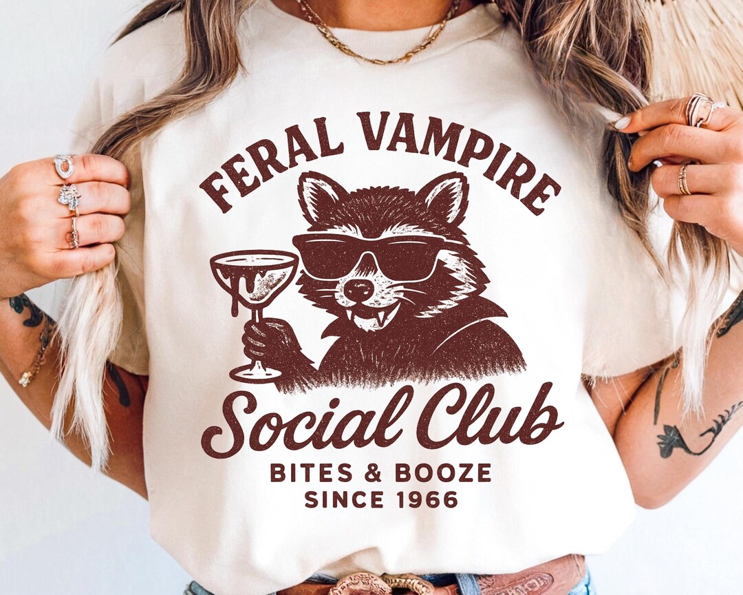 Funny Feral Vampire Raccoon Retro Png, Halloween Sublimation Design ...