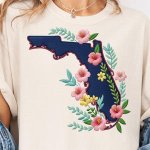 Florida staat PNG, geborduurd staat overzicht clipart ontwerp, zuidelijke sublimatie afbeelding voor Florida, trendy staat Florida shirtontwerp