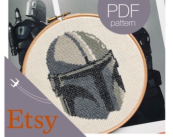 Le casque du Mandalorien - Grille point de croix