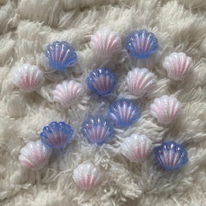 Cabujón plano minimalista de concha brillante azul y blanca de 11 mm para niños y bebés, bonitos accesorios para la cabeza con forma de animal marino para niños, suministros para manualidades DIY