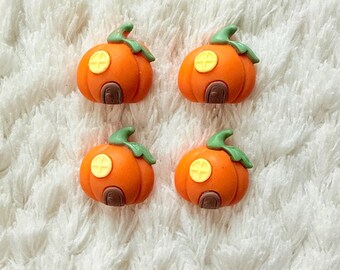 20 mm Kinder Baby niedlichen Cartoon orange Kürbis Cabochons flache Rückseite | Halloween-Harz Verzierungen für DIY Crafts & Scrapbooking Versorgung Deco