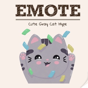 Joyful Cat Emote with Confetti for Twitch, Discord, and YouTube | Celebrate with a Happy Kitten | Festive and Fun