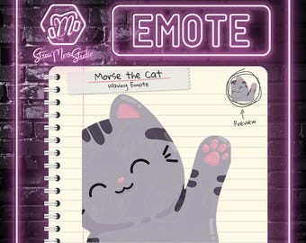 Kawaii Waving Cat Emote | Morse the Cat | Twitch, Discord, YouTube (Digital Download)