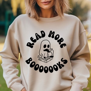 Ghost Reading Books Unisex Sweatshirt, Halloween Reading Shirt, Librarian Shirt, English Teacher Shirt, Teacher Halloween Shirt, Books Shirt