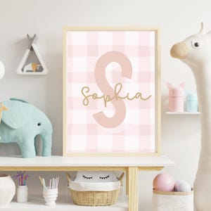 Arte de pared imprimible digital con inicial personalizada para niña, nombre imprimible con inicial personalizada, nombre personalizado, decoración de guardería, letras para niños