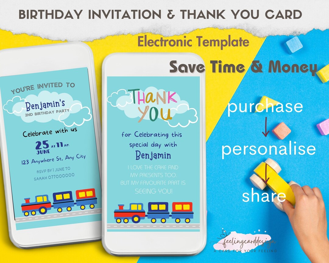Digital Birthday Invitation Card for Kids Party Editable Etsy