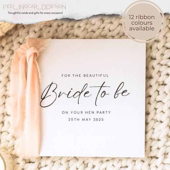 Personalized Hen Do Card with Chiffon Ribbon, Bridal Shower Card
