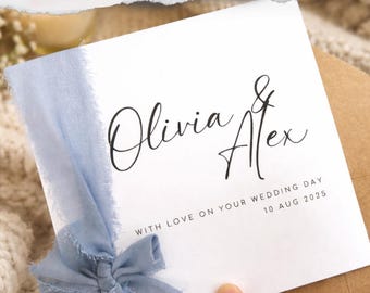 Personalised Wedding Keepsake | Chiffon Ribbon Gift with Names & Date
