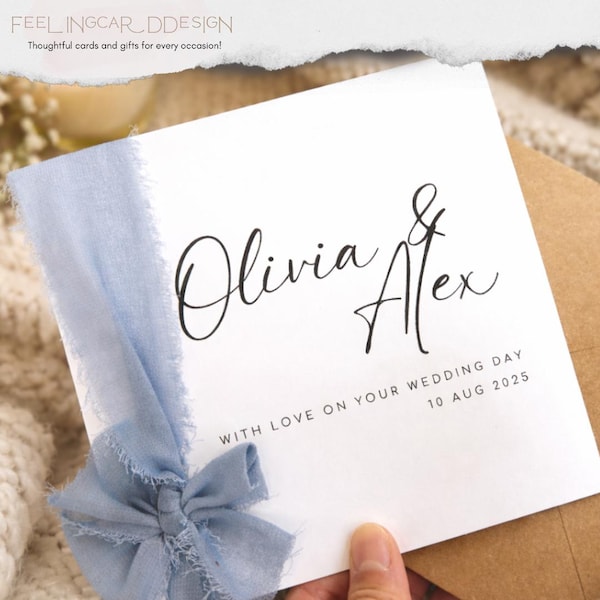 Personalised Wedding Keepsake | Chiffon Ribbon Gift with Names & Date