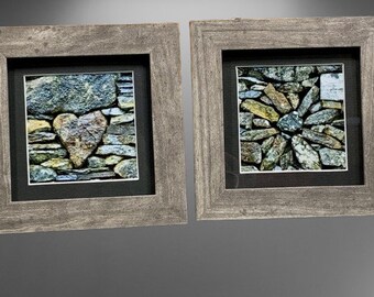 Broken Heart & Sunflower Stones - Mini-Framed Prints - St. Clement's Church, Rodel, Isle of Harris, Outer Hebrides, Scotland