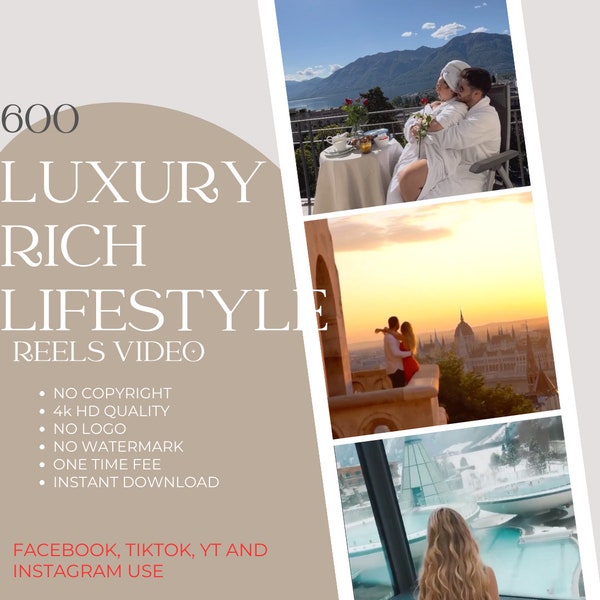 600 Luxury Rich Lifestyle Reels Videos Bundle For Tiktok, Instagram, Youtube, Facebook - Expensive Cars, Travel Life Videos and Reels