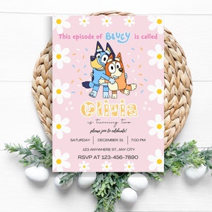 Girl Bluey Birthday Invitation Template Bluey Invitation Digital Bluey Girl Invite Template Bluey Girl Party Invite image 1