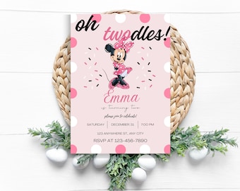 OH TWODLES, Minnie Mouse Birthday Invite,Girls Birthday Invite: Digital Download,Minnie Invite