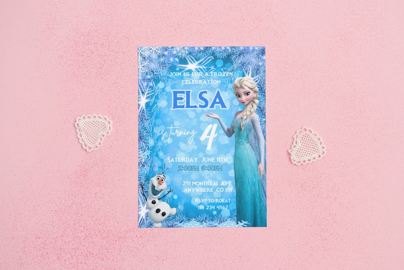 FROZEN Invitation Elsa Birthday Invitation Winter Snow Birthday