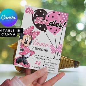 OH TWODLES, Minnie Mouse Birthday Invite,Girls Birthday Invite: Digital Download,Minnie Invite