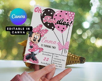 OH TWODLES, Minnie Mouse Birthday Invite,Girls Birthday Invite: Digital Download,Minnie Invite