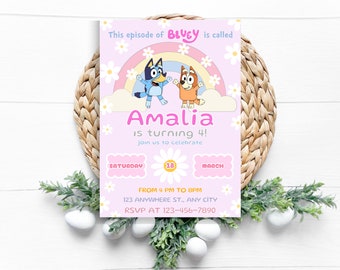 Girl Party Birthday Invitation Template Party Invitation Digital Party Girl Invite Template Party Girl Bluey Birthday Invitation
