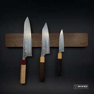 Magnetic Walnut Wood Knife Rack 45cm