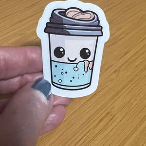 Kawaii coffee sticker #2 cute transparent vinyl decal sticker for phones, laptops, notebooks, journals, scrapbooking, water bottle, tumbler