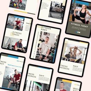 70 Colorful Canva Instagram Templates – Fitness Post and Story Bundle | Editable Social Media Marketing Kit