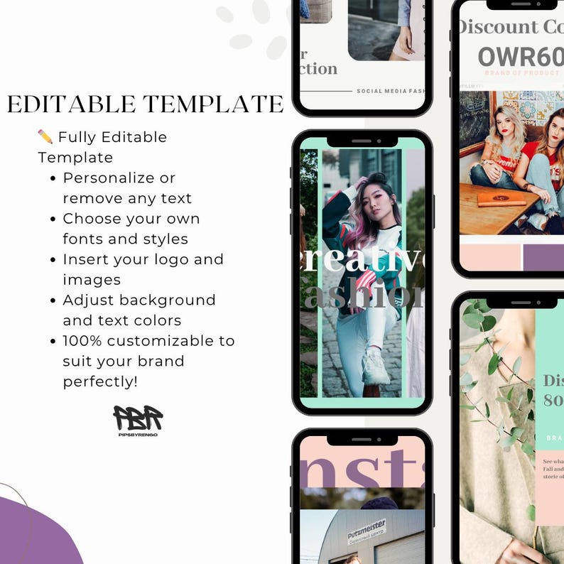 Colourful 70 Editable Instagram Canva Templates – Fashion | Social ...